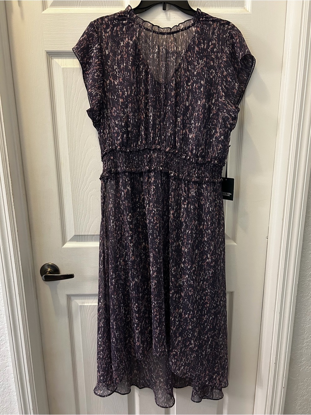 Simply Vera Vera Wang Black and Pink Abstract Midi Dress